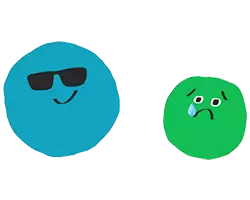 Interface 3-6 ans Deux smileys représentant un niveau de douleu